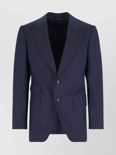 Tom Ford Tailored Suit With Notched Lapel And Pockets In Blue