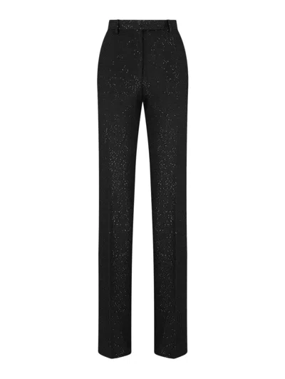 Tom Ford Tailored Wool Blend Crepe Trousers With Sequins In Black