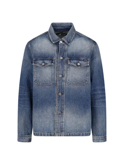 Tom Ford Tailored Wool Jacket With Calf Leather Details In Blue