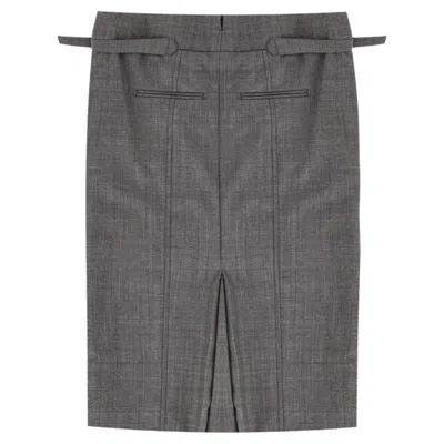 Pre-owned Tom Ford Tailored Wool Pencil Skirt In Gray