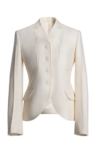 Tom Ford Tailored Wool-blend Military Jacket In White