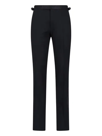 Tom Ford Tailored Wool-blend Trousers With Stretch In Black