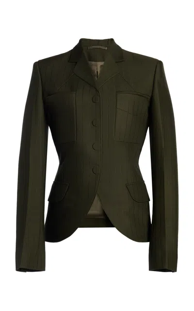Tom Ford Tailored Wool-mohair Military Jacket In Green