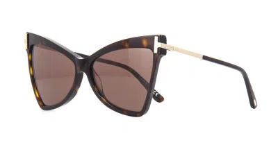 Pre-owned Tom Ford Tallulah Ft 0767 Dark Havana/brown (52e) Sunglasses