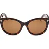 Tom Ford Tamara 54mm Round Sunglasses In Dark Havana/brown