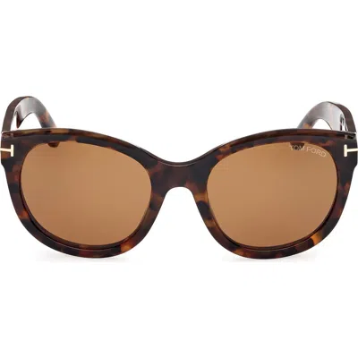 Tom Ford Tamara 54mm Round Sunglasses In Brown