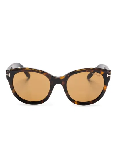 Tom Ford Tamara Oversize-frame Sunglasses In 褐色