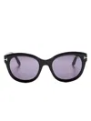 Tom Ford Solange-02 Acetate Butterfly Sunglasses In 黑色