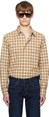 Tom Ford Tan Check Western Shirt In Brown