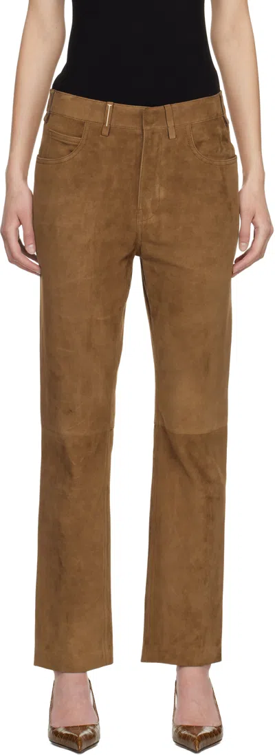 Tom Ford Tan Full Grain Lamb Suede Pants In Brown
