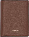 Tom Ford Tan Soft Grain Leather T Line Passport Holder In Brown