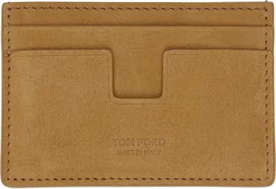 Tom Ford Tan Nubuck Classic Card Holder In Brown