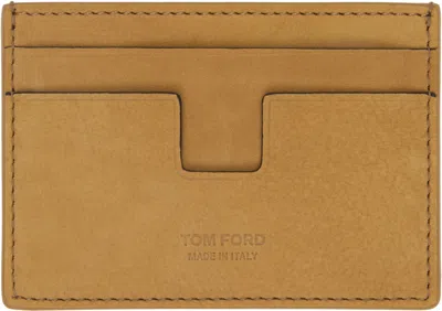 Tom Ford Tan Nubuck Money Clip Card Holder
