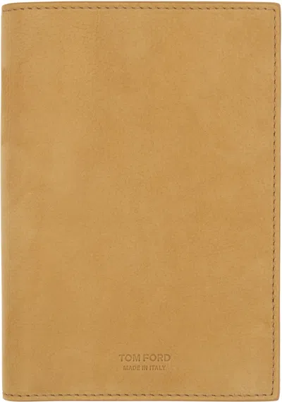 Tom Ford Tan Nubuck T Line Passport Holder In Caramel