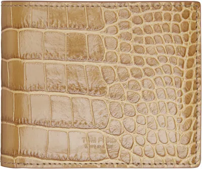 Tom Ford Tan Shiny Croc 't Line' Classic Bifold Wallet In Brown