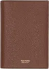 Tom Ford Tan Soft Grain Leather T Line Passport Holder