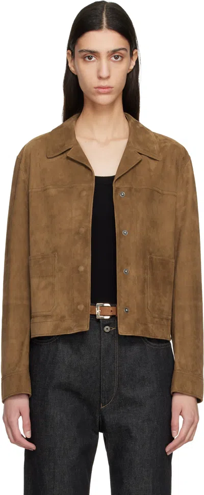 Tom Ford Tan Soft Lamb Suede Jacket In Brown