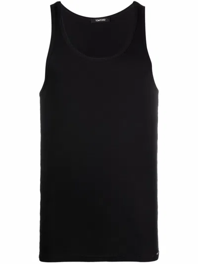 Tom Ford Cotton Mesh Tank Top In Black