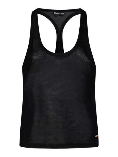 Tom Ford Silk Racerback Scoop Neck Tank Top In Black