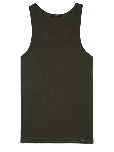 Tom Ford Tank Top With Logo In Green