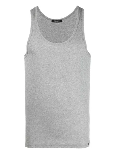 Tom Ford Tank Top With Logo In Grey
