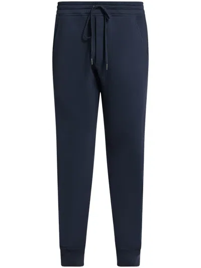 Tom Ford Tapered Cotton Track Pants In Blue