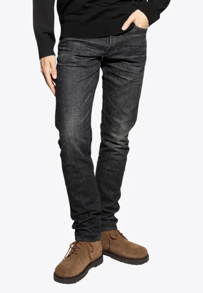 Tom Ford Tapered-leg Faded Jeans In Multi