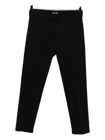 Tom Ford Tapered-leg Trousers In Black