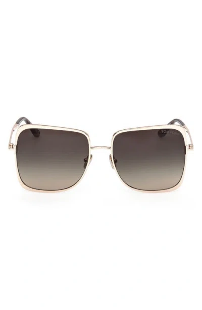 Tom Ford Tara 57mm Gradient Square Sunglasses In Gold