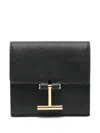 Tom Ford Black Grain Leather Tara Compact Wallet