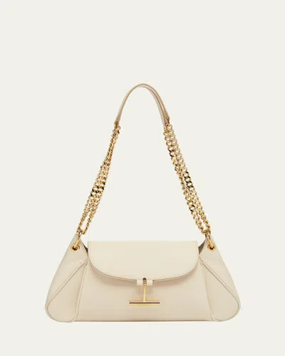 Tom Ford Tara Chain Shoulder Bag In Grain Leather In 1w018 Cream