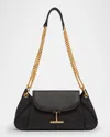 Tom Ford Tara Chain Shoulder Bag In Grain Leather In White