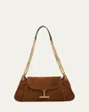 Tom Ford Tara Chain Shoulder Bag In Suede
