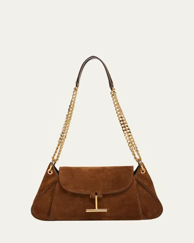 Tom Ford Tara Chain Shoulder Bag In Suede