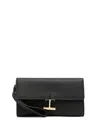 Tom Ford Leather Wristlet Pouch Gold-tone Hardware In Black