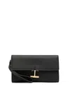 Tom Ford Leather Wristlet Pouch Gold-tone Hardware In Black