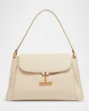 Tom Ford Tara Flap Shoulder Bag In Grain Leather In Cream