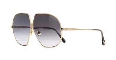 Pre-owned Tom Ford Tara Ft 0785 Shiny Rose Gold/grey Shaded (28b) Sunglasses