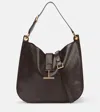 Tom Ford Tara Large Crossbody Bag In Lizard-embossed Suede And Leather In Brown
