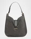 Tom Ford Tara Large Suede Leather Crossbody Bag In Gray