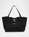Tom Ford Tara Large Tote Bag In Raffia Viscose And Leather In Black