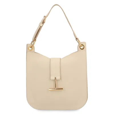 Tom Ford Tara Leather Crossbody Bag In Neutral
