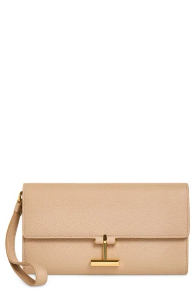 Tom Ford Tara Leather Wristlet In Brown