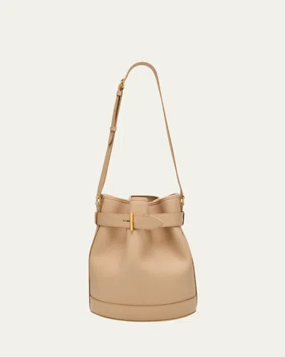 Tom Ford Tara Medium Bucket Bag In Grain Leather In Light Beige