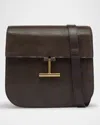 Tom Ford Tara Medium Crossbody Bag In Lizard-embossed Suede And Leather In Chocolate