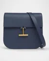 Tom Ford Tara Medium Crossbody In Grained Leather With Leather Strap In Blue