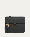 Tom Ford Tara Medium Crossbody In Grained Leather With Leather Strap In Black