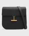 Tom Ford Tara Medium Crossbody In Grained Leather With Leather Strap In Black