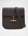 Tom Ford Tara Medium Crossbody In Grained Leather With Leather Strap In Brown