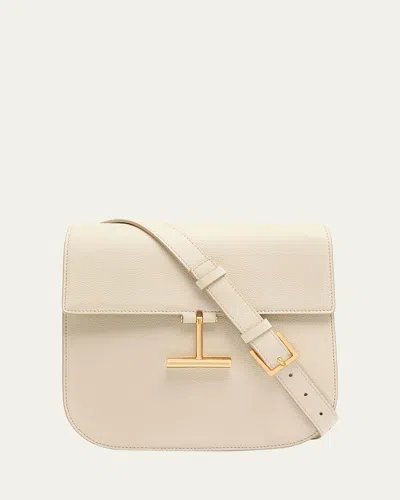Tom Ford Tara Medium Crossbody In Grained Leather With Leather Strap In Cream